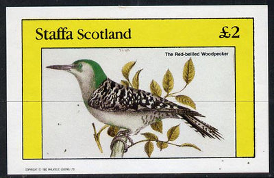 Staffa 1982 Red Bellied Woodpecker imperf deluxe sheet (£2 value) unmounted mint