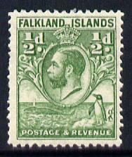 Falkland Islands 1929 Whale & Penguins 1/2d green mounted mint SG 116