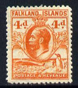 Falkland Islands 1929 Whale & Penguins 4d orange mounted mint SG 120
