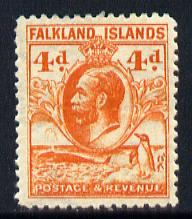 Falkland Islands 1929 Whale & Penguins 4d orange mounted mint SG 120