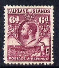 Falkland Islands 1929 Whale & Penguins 6d purple mounted mint SG 121