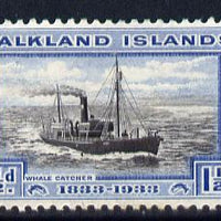 Falkland Islands 1933 Centenary 1.5d Whale Catcher mounted mint SG 129