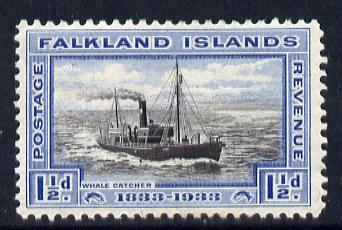 Falkland Islands 1933 Centenary 1.5d Whale Catcher mounted mint SG 129