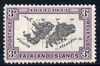Falkland Islands 1933 Centenary 3d Map mounted mint SG 131