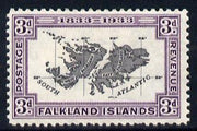 Falkland Islands 1933 Centenary 3d Map mounted mint SG 131