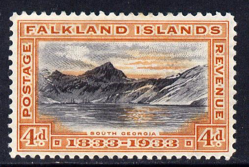 Falkland Islands 1933 Centenary 4d South Georgia mounted mint SG 132