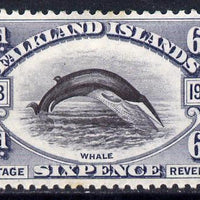 Falkland Islands 1933 Centenary 6d Fin Whale mounted mint SG 133