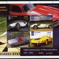 Somalia 2001 Centenary of Mercedes-Benz perf sheetlet containing 4 values unmounted mint. Note this item is privately produced and is offered purely on its thematic appeal
