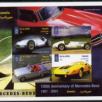 Somalia 2001 Centenary of Mercedes-Benz imperf sheetlet containing 4 values unmounted mint. Note this item is privately produced and is offered purely on its thematic appeal, it has no postal validity