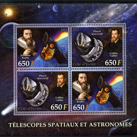Ivory Coast 2012 Space Telescopes & Astronomers perf sheetlet containing 4 values (2 sets of 2) unmounted mint