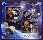 Ivory Coast 2013 Anniversaries - Birth Centenary of Robert Gilruth perf sheetlet containing 2 values unmounted mint