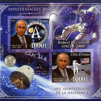 Ivory Coast 2013 Anniversaries - Birth Centenary of Robert Gilruth imperf sheetlet containing 2 values unmounted mint