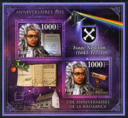Ivory Coast 2013 Anniversaries - 370th Birth Anniversary of Isaac Newton perf sheetlet containing 2 values unmounted mint