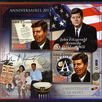 Ivory Coast 2013 Anniversaries - 50th Death Anniversary of John F Kennedy perf sheetlet containing 2 values unmounted mint
