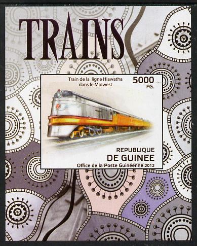 Guinea - Conakry 2012 Trains - Hiawatha imperf deluxe sheet unmounted mint. Note this item is privately produced and is offered purely on its thematic appeal