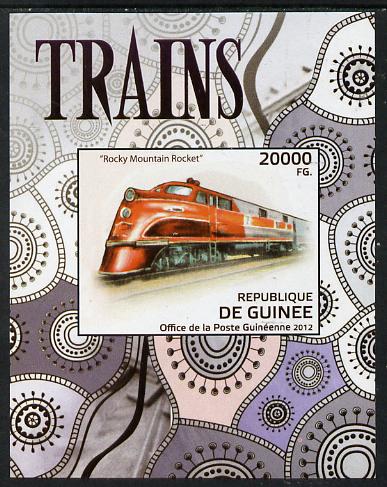 Guinea - Conakry 2012 Trains - Rocky Mountain Rocket imperf deluxe sheet unmounted mint. Note this item is privately produced and is offered purely on its thematic appeal