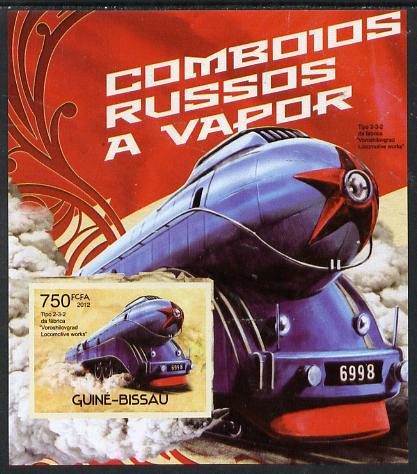 Guinea - Bissau 2012 Russian Steam Trains - Tipo 2-3-2 imperf deluxe sheet unmounted mint. Note this item is privately produced and is offered purely on its thematic appeal