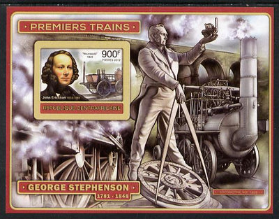 Central African Republic 2012 Early Trains - John Ericsson imperf deluxe sheet unmounted mint. Note this item is privately produced and is offered purely on its thematic appeal