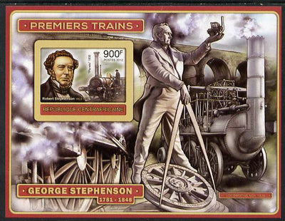 Central African Republic 2012 Early Trains - Robert Stephenson imperf deluxe sheet unmounted mint. Note this item is privately produced and is offered purely on its thematic appeal