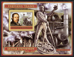 Central African Republic 2012 Early Trains - Richard Trevithick imperf deluxe sheet unmounted mint. Note this item is privately produced and is offered purely on its thematic appeal