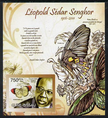 Guinea - Bissau 2012 Commemorating Leopold Sedar Senghor - Butterflies #1 imperf deluxe sheet unmounted mint. Note this item is privately produced and is offered purely on its thematic appeal