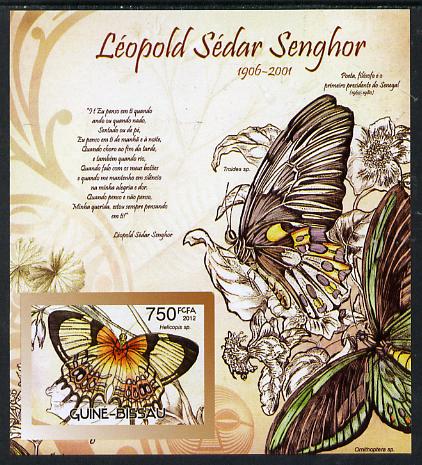 Guinea - Bissau 2012 Commemorating Leopold Sedar Senghor - Butterflies #4 imperf deluxe sheet unmounted mint. Note this item is privately produced and is offered purely on its thematic appeal
