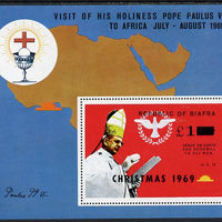 Nigeria - Biafra 1969 Christmas opt'd on Visit of Pope Paul m/sheet & surcharged £1 unmounted mint (see note after SG 42)