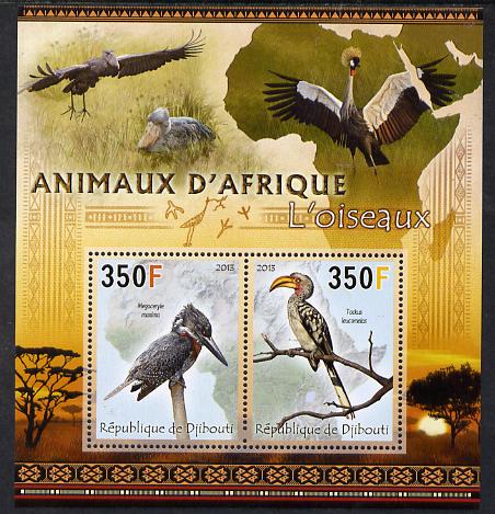 Djibouti 2013 Animals of Africa - Birds #1 perf sheetlet containing 2 values unmounted mint