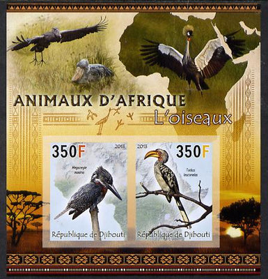Djibouti 2013 Animals of Africa - Birds #1 imperf sheetlet containing 2 values unmounted mint
