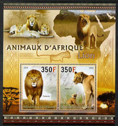 Djibouti 2013 Animals of Africa - Lions perf sheetlet containing 2 values unmounted mint
