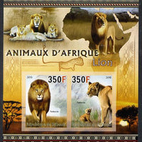 Djibouti 2013 Animals of Africa - Lions imperf sheetlet containing 2 values unmounted mint