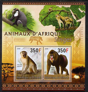 Djibouti 2013 Animals of Africa - Monkeys perf sheetlet containing 2 values unmounted mint