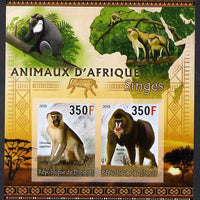Djibouti 2013 Animals of Africa - Monkeys imperf sheetlet containing 2 values unmounted mint