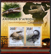 Djibouti 2013 Animals of Africa - Crocodiles imperf sheetlet containing 2 values unmounted mint