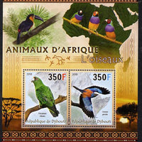 Djibouti 2013 Animals of Africa - Birds #2 perf sheetlet containing 2 values unmounted mint