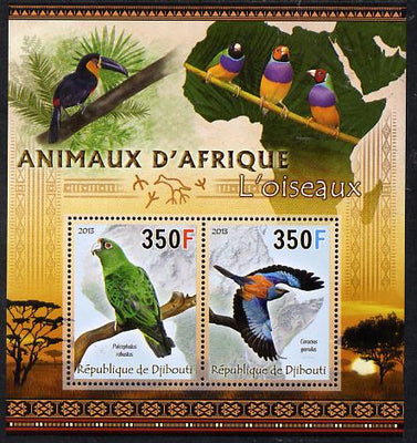 Djibouti 2013 Animals of Africa - Birds #2 perf sheetlet containing 2 values unmounted mint