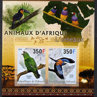 Djibouti 2013 Animals of Africa - Birds #2 imperf sheetlet containing 2 values unmounted mint
