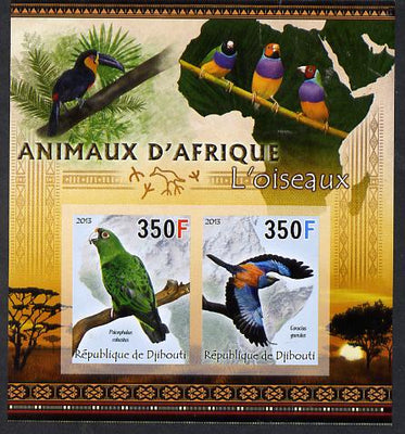 Djibouti 2013 Animals of Africa - Birds #2 imperf sheetlet containing 2 values unmounted mint