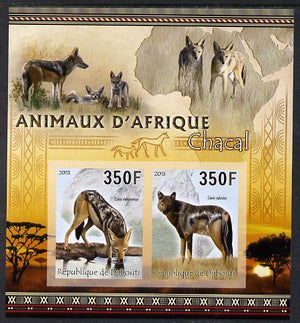 Djibouti 2013 Animals of Africa - Chacals imperf sheetlet containing 2 values unmounted mint