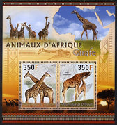 Djibouti 2013 Animals of Africa - Giraffes perf sheetlet containing 2 values unmounted mint