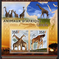 Djibouti 2013 Animals of Africa - Giraffes imperf sheetlet containing 2 values unmounted mint