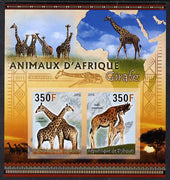 Djibouti 2013 Animals of Africa - Giraffes imperf sheetlet containing 2 values unmounted mint