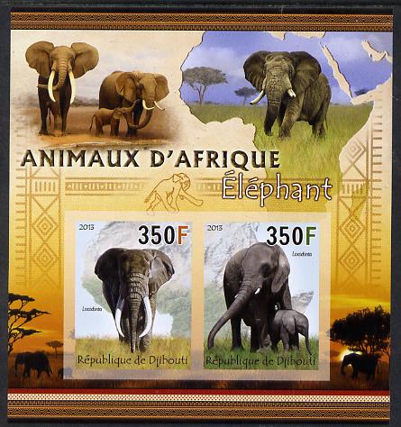 Djibouti 2013 Animals of Africa - Elephants imperf sheetlet containing 2 values unmounted mint