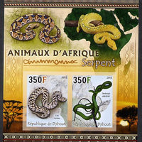 Djibouti 2013 Animals of Africa - Snakes imperf sheetlet containing 2 values unmounted mint
