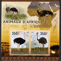 Djibouti 2013 Animals of Africa - Ostriches imperf sheetlet containing 2 values unmounted mint