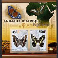 Djibouti 2013 Animals of Africa - Butterflies #1 imperf sheetlet containing 2 values unmounted mint