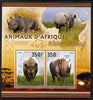 Djibouti 2013 Animals of Africa - Rhinos imperf sheetlet containing 2 values unmounted mint