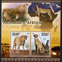 Djibouti 2013 Animals of Africa - Cheetahs perf sheetlet containing 2 values unmounted mint