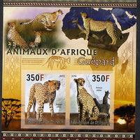 Djibouti 2013 Animals of Africa - Cheetahs imperf sheetlet containing 2 values unmounted mint