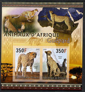 Djibouti 2013 Animals of Africa - Cheetahs imperf sheetlet containing 2 values unmounted mint